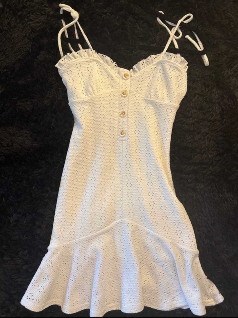 ASOS design White Eyelet Tie-Shoulder Mini Dress